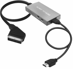 uhddadi Scart auf HDMI Konverter, Scart auf HDMI Adapter Video Audio Wandler HD 1080P mit HDMI Kabel, für HDTV STB VHS Xbox PS3 Sky DVD Blu-ray usw (Grau)