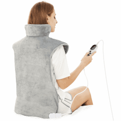 Heizkissen für Rücken Schulter Nacken 60x100cm Wärmekissen mit Abschaltautomatik, Schnelle Erwärmung, mit Taillenriemen, Rückenwärmer Heizdecke 6 Heizstufen, Auto-OFF-Timer, Flanellmaterial, Waschbar 1 Stück (1er Pack)