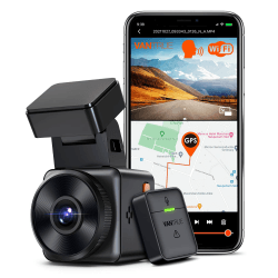 VANTRUE E1 2.7K Dashcam Mini Auto WiFi GPS, 2.5K 1440P/60FPS Dash Cam Fernbedienung Sprachsteuerung, 24Std. Puffer Parküberwachung, HDR Super Nachtsicht, 1.54 Zoll 160°Versteckte Autokamera, max. 1TB Dunkel Grau