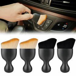 URAQT Auto Detailingbürste, 4 Stück Auto Detailing Bürsten Weiche Borsten Auto Innere Reinigungswerkzeuge Pinsel Detailierbürste Rreinigung Pinsel Staub Saubere Bürsten für Auto Staub Büro Zuhause-B 2xSchwarz + 2xBraun