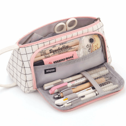 EASTHILL Federmäppchen Pencil case mit grossem Fassungsvermögen Mäppchen Schreibwarenbeutel Bleistift Beutel für Middle School College Office Studentin Mädchen Geschenk -kariert Weiß Kariert