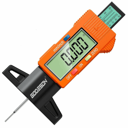Digitaler Reifenprofiltiefenmesser, GODESON Profiltiefenmesser für Reifen 0-25,4 mm/Zoll, großes LCD-Display Reifendruckprüfer für Autos, Lastwagen, Motorräder, Fahrräder Orange Inch/MM