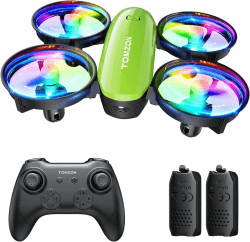 Mini Drohne für Kinder Anfänger, Tomzon RC Quadrocopter mit LED Lichter, Helikopter Flugzeug ferngesteuert, Lange Flugzeit, 360° Propellerschutz, Werfen Go/3D Flip/Rotation/Kreisen, Indoor Drone, Grün A23-Grün