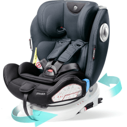 globalkids 360°Drehbar Kindersitz mit ISOFIX - Gruppe 0+/1/2/3 Kinderautositze 0-36 kg，Fahrtrichtung Angebracht Kindersitz 9-36kg und Reboarder Rückwärtsgerichtet 0-18 kg，Tiefschwarz black