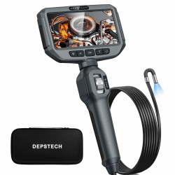 Zwei-Wege 210° Drehabr Endoskopkamera mit Licht, DEPSTECH 6,2 mm 5" IPS Inspektionskamera, 2MP Endoskop mit beweglicher Kopf, Rohrkamera Kanalkamera IP67 wassdicht/8 LEDs/32G TF Karte/Tragetasche-1,5M DS630
