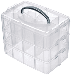 Rayher Sortierbox Aufbewahrung mit Griff,Transparent, groß, ‎23.1 x 18.5 x 15.6 cm,3 Etagen m. 17 Fächern,für Bastel-Material,Spielzeug, Büro-Utensilien,Accessoires–übersichtlich,stabil (39320000) Sortierbox groß