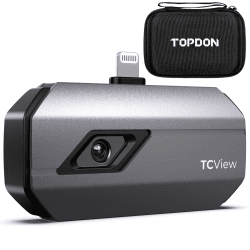 TOPDON TC002 Wärmebildkamera für iOS, 256x192 IR-Auflösung, 40mk Wärmeempfindlichkeit, Verbesserter Prüfbereich von -20℃ bis 550℃, 3 Wärmemessungen & 11 Anpassbare Paletten, für iPhone & iPad TOPDON TC002 für iOS