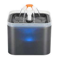AONBOY Katzenbrunnen, 2L Katzentrinkbrunnen, Ultraleiser Katzentrinkbrunnen, LED-Lichttrinkbrunnen, Hundetrinkbrunnen, mit Aktivkohlefilter und Wasserpumpe(grau)