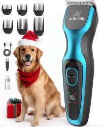 oneisall Leise Hundeschermaschine, Profi Schermaschine Hund Katze, Elektrische Tierhaarschneidemaschine mit 7000RPM Leistungsstarkem Motor, geeignet für dicke/verfilzte Tierhaare