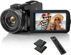 Videokamera Camcorder 1080P 30FPS 36MP Vlogging Kamera Recorder für YouTube, Digital Camcorder mit IR Nachtsicht 3.0 '' IPS-Bildschirm 16X Digital Zoom, Digitalkamera mit Fernbedienung, 2 Batterien 3051