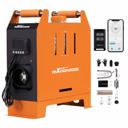 maXpeedingrods Standheizung Diesel 5KW 12V, Geräuscharmer Betrieb Dieselheizung mit Bluetooth App, Kontrolle Fernbedienung und LCD-Schalter, Luftheizung Air Diesel für Wohnmobil Auto PKW LKW Orange Rot 5KW