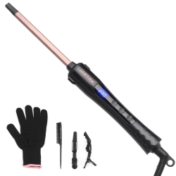 Lockenstab Haarcurler, Professional Keramischer Lockenwickler, LCD-Display mit Wärmehandschuh, 38mm für große Locken und sanfte Wellen (9MM)
