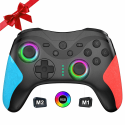 Sefitopher Switch Controller, Wireless Controller für Switch/Lite/OLED 1000mAh RGB Controller Switch für Nintendo mit Programmierbare, Turbo, Vibration, 6-Achse,Aufwachen