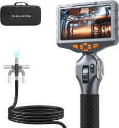 Teslong Endoskopkamera mit Licht, 6.5mm 210° Drehbar Endoskopkamera, Endoskop 5.0 Zoll LCD-Bildschirm, Endoskopkamera beweglicher Kopf, Inspektionskamera Rohrkamera mit LED-Leuchten (1.55 Meter) TD500-1.55M/6.5mm