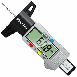 Preciva Profiltiefenmesser für Reifen, Reifen Profiltiefenmesser Reifenprofiltiefenprüfer, Autoreifen Profiltiefenmesser mit großem LCD-Bildschirm für Motorrad, Auto, LKW in Zoll/MM silberweiß