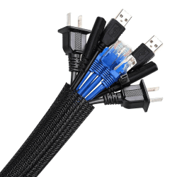 AGPTEK 3m Kabelschlauch, 12-20mm selbstschließend Kabelkanal, Flexibler gewebter Kabelmantel, Kabelmanagement für Schreibtisch, TV, Computer, PC, Kabelschutz für Hund, Katze, Schwarz 13mm-3m Schwarz