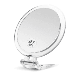 MIYADIVA Handspiegel, 25X Vergrößerungsspiegel mit Griff, Vergrößerungsspiegel für Make-up mit doppelseitiger 25X/1X Vergrößerung, Handspiegel zur Mitesserentfernung 6 Zoll 6IN25X