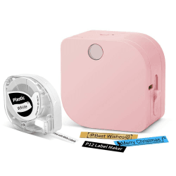 Phomemo P12 Mini Bluetooth Beschriftungsgerät, Etikettiergerät selbstklebend, Labelmaker Kompatibel with iOS & Android Phone, Thermo Etikettendrucker labeldrucker für Zuhause und das Büro-Rosa Mit 1 Etikettenband Rosa