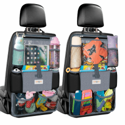 SURDOCA Autositz-Organizer – 4th Generation verbesserter Auto-Organizer Rücksitz für bis zu 10,5 iPad, 9 Taschen, Kinderspielzeug-Aufbewahrung, wasserdichter Rücksitzschutz für Kinder, Grau,2 Stück 2 Grau