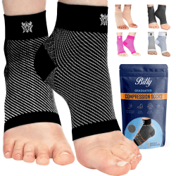 Bitly Fußbandage Unisex - Elastische Sprunggelenkbandage zur Unterstützung von Knöchel, Mittelfuß & Ferse - Für Sport & Reha - 1 Paar (Schwarz, X-Large) schwarz X-Large