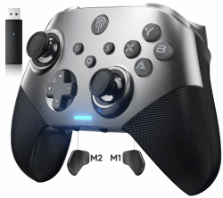 EasySMX X10 PC Controller mit Hall Triggers und Joysticks, Bluetooth Wireless Controller mit mechanischen Tasten, kein Drift&Dead Zones, Kompatibel mit PC/Switch/Steam-Grau Silber