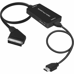 Scart auf HDMI Konverter, Scart auf HDMI Adapter Video Audio Wandler HD 1080P mit HDMI Kabel, für HDTV STB VHS Xbox PS3 Sky DVD Blu-ray usw Schwarz