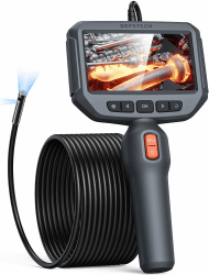 DEPSTECH Endoskopkamera mit Licht, 1080P Dual Lens Inspektionskamera mit 4,3 Zoll IPS Bildschirm, IP67 Wasserdicht Industrie-/Hausinspektion, 5m Kanalkamera Rohrkamera Schlangenkamera DS360DL