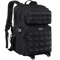 YOREPEK Großer Militär Rucksack Herren, 45L Outdoor Armee Wasserdicht Taktischer Bundeswehr Rucksäcke Molle Assault Survival Tactical Travel Backpack für Camping Trekking Wandern Reise Arbeit Schwarz 45L