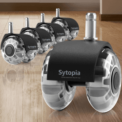Sytopia Bürostuhl Rollen 11mm x 22 mm, 5er Set Rollen für Bürostühle, Super Leise und Weiche für Hartböden, Parkett, Teppich, Laminat, Keine Bodenschutzmatte Nötig (Passt nicht für 10mm Stift) 11 x 22 mm Grau