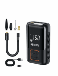 AstroAI Akku Luftpumpe 150PSI Elektrische Fahrradpumpe Tragbar Mini Luftkompressor Kleine Reifenpumpe 5200mAh mit Digital LED Anzeige LED Licht für E-Bike, Fahrrad, Auto, Motorrad, Basketball（L3）…