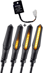 Simda Pro Led Motorrad Blinker E Mark mit Relais Laufeffekt Roller Lauflicht Sequentiell Schwarz Universal Quad ATV Lauflichtblinker Super Optik und Schön Hell Wasserprüf 2 Stück Led Blinker mit Relais (1-Paar)
