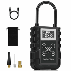 DABAOZHA Elektrische Luftpumpe Fahrrad Tragbarer Akku Elektrischer Kompressor Luftkompressor Reifenpumpe 150PSI 4000mAh Mini Fahrradpumpe mit Digitalanzeige und Notbeleuchtung für Auto Motorrad