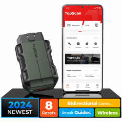 TOPDON Topscan OBD2 Diagnosegerät, Bluetooth OBDII Diagnosewerkzeug für All System, Bidirektionale Kontrolle/Aktive Test, Fahrzeugleistungstest für iPhone & Android All Software 1 Jahr Gratis