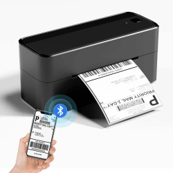 Phomemo Bluetooth Etikettendrucker, DHL Thermodrucker 4XL Labeldrucker Ettikettendrucķer für Mac/PC, Versandetikettendrucker Label Printer für Barcode, Amazon, Ebay, Etsy & Shopify, DHL ups - Schwarz Schwarz&Grau