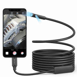 Dual Lens Endoskopkamera mit Licht, Anykit Endoskop-Kamera Handy mit 3 Meter halbstarrem Kabel, Typ-C-Schlangenkamera, IP67 wasserdichte Endoskop-Kamera für iPhone, iPad, OTG Android Geräten NTC30DL3