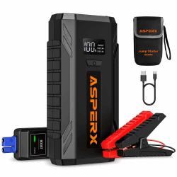 ASPERX Starthilfe Powerbank 2000A Spitze Powerbank 12V Booster Auto Starthilfe (Bis Zu 8,0L Benzin Oder 6,5L Diesel) Mit LED Taschenlampe Starthilfekabel Jump Starter Für Motorrad SUV