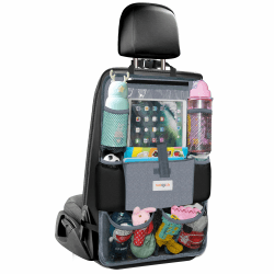 SURDOCA Autositz-Organizer – 4th Generation verbesserter Auto-Organizer Rücksitz für bis zu 10,5 iPad, 9 Taschen, Kinderspielzeug-Aufbewahrung, wasserdichter Rücksitzschutz für Kinder,Grau,1 Stück 1 Grau