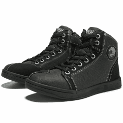IRON JIA'S Motorradschuhe Herren Motorradstiefel Herren Motorrad ，Rutschfeste, atmungsaktive Street-Casual-Biker-Boots mit seitlichen Reißverschlüssen, Knöchelstütze und Schaltkissen Schwarz 40 EU