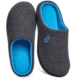 VeraCosy Herren Zweifarbige Hausschuhe Memory Schaum Pantoffeln 44/45 EU Grau Blau