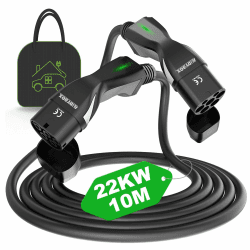 EIDYBOX Ladekabel Typ 2 22KW Dreiphasig 10M Typ 2 auf Typ 2 EV Ladegerät 32A Kompatibel mit Model S/3/X/Y, e-Golf/e-UP/ID.3, i3/i8, EQC/EQS 10M 32A丨22KW