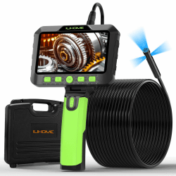 T27 Endoskopkamera mit Licht 10m, ILIHOME DREI Linsen 8mm Kanalkamera, 5-Zoll-IPS- Bildschirm Endoskop, IP67 Wasserdicht Inspektionskameras Rohrkamera (10 Meter abnehmbares Kabel)