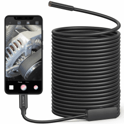 Anykit EndoskopKamera, USB-Inspektionskamera mit 8 LED-Lichtern, Boreskop mit 10 Meter halbstarrem Kabel, Typ-C-Schlangenkamera, IP67 wasserdichte Endoskop-Kamera für iPhone, iPad, OTG Android Geräten NTC30L-10m