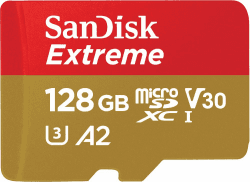 SanDisk Extreme microSDXC UHS-I Speicherkarte 128 GB für Actioncams und Drohnen + Adapter + RescuePRO Deluxe (bis zu 190 MB/s, A2, Class 10, U3, V30) 128GB Single