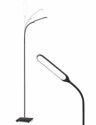 sympa LED Stehlampe, Stehlampe Dimmbar mit 4 Farbtemperaturen & 4Helligkeiten, Stehleuchte mit Berührungssteuerung, Lampe Verstellbare Schwanenhals für Schlafzimmer, Wohnzimmer, Büro (Schwarz)