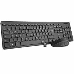 Rii Tastatur Maus Set kabellos, Funktastatur mit Maus, Wireless Keyboard and Mouse, Für PC/Laptop/Windows/Smart TV, Deutsches Layout - schwarz Large