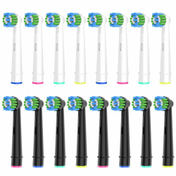 16 Stück Precision Aufsteckbürsten Kompatibel mit Oral B Elektrische Zahnbürsten, 8er Weiß und 8er Schwarz. Tiefe und Precision Reinigung. Weiß+schwarz 16 Count (Pack of 1)