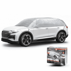 WALSER Autoabdeckung All Weather Light Halbgarage Größe XL silber, wasserdichte Halbgarage, Staubdicht mit UV Schutz, verstärkte Gurtbefestigung Größe XL Halbgarage