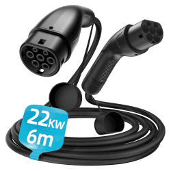 ShockFlo Typ 2 Ladekabel für EV, 22kW 32A 6m 3-Phasen Elektroauto-Ladekabel mit Tasche, Typ 2 zu Typ 2 PHEV Ladekabel Stecker, IP54 Wasserdicht 22kW | 32A 6M