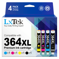 LxTek 364XL Patrone Kompatibel für HP 364 Druckerpatronen für HP Photosmart 5520 druckerpatronen 5510 5515 5524 6510 6520 7510 7520 Deskjet 3070A 3520 (Schwarz, Cyan, Magenta, Gelb, 4er-Pack) 1 Schwarz, 1 Cyan, 1 Magenta, 1 Gelb