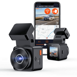 VANTRUE E1 lite Mini Dashcam WiFi vorne 1080P HDR/30fps mit Sprachsteuerung, 1,54'' IPS Versteckte Dash Cam Auto, 160 ° Nachtsicht, 24Std.Parküberwachung, GPS, G-Sensor, Loop Aufnahme, Max. 512GB Schwarz